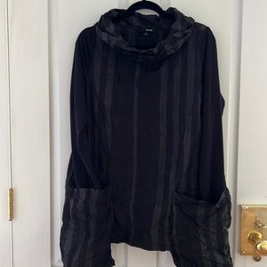 Boho Full Stylish Tunic Striped Gray/Black with 2 pockets